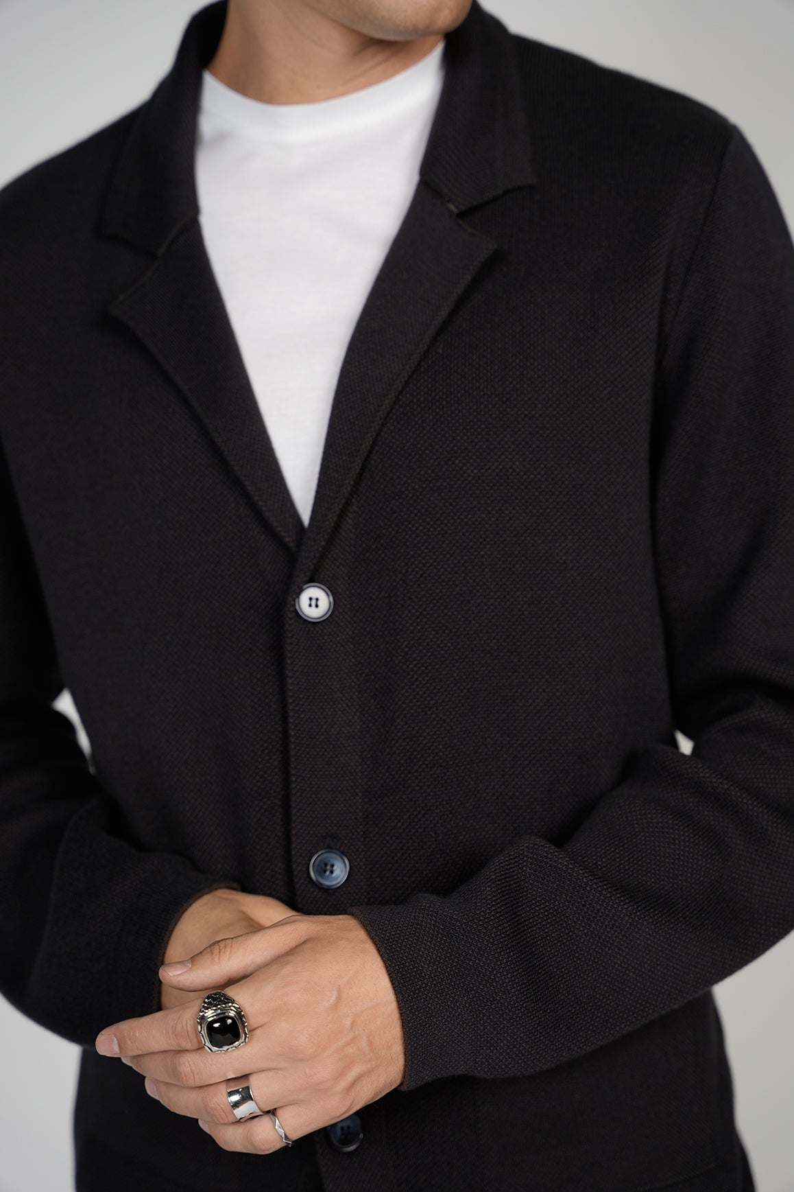 Black Knit Button Down Cardigan