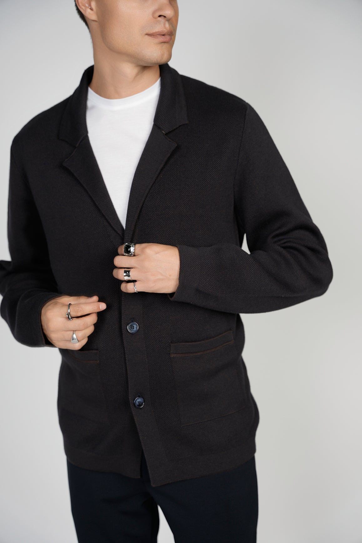 Black Knit Button Down Cardigan