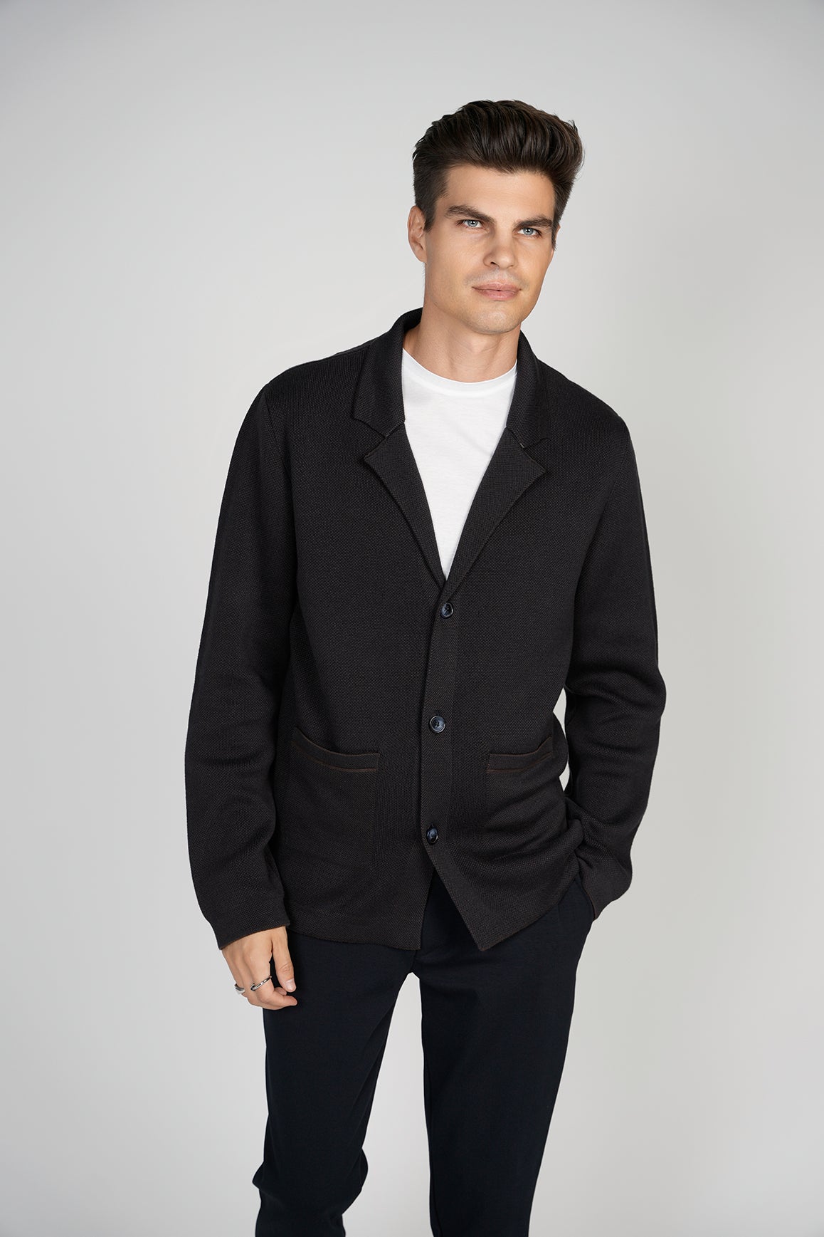 Black Knit Button Down Cardigan