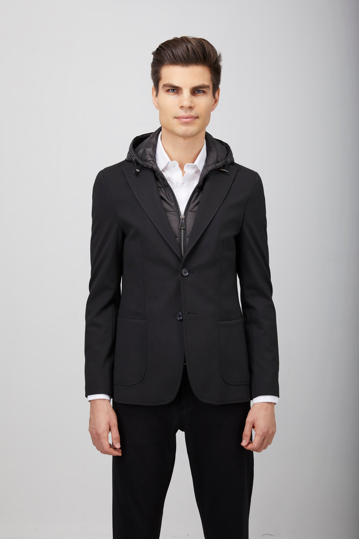 Black Puffer Hood Sport Coat