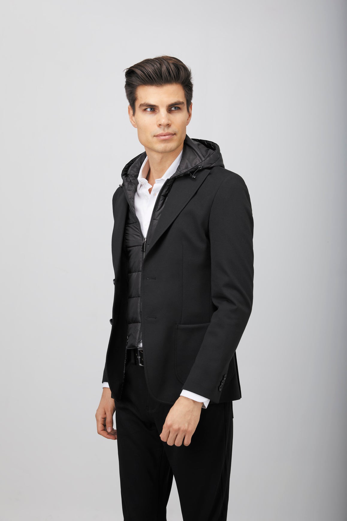 Black Puffer Hood Sport Coat