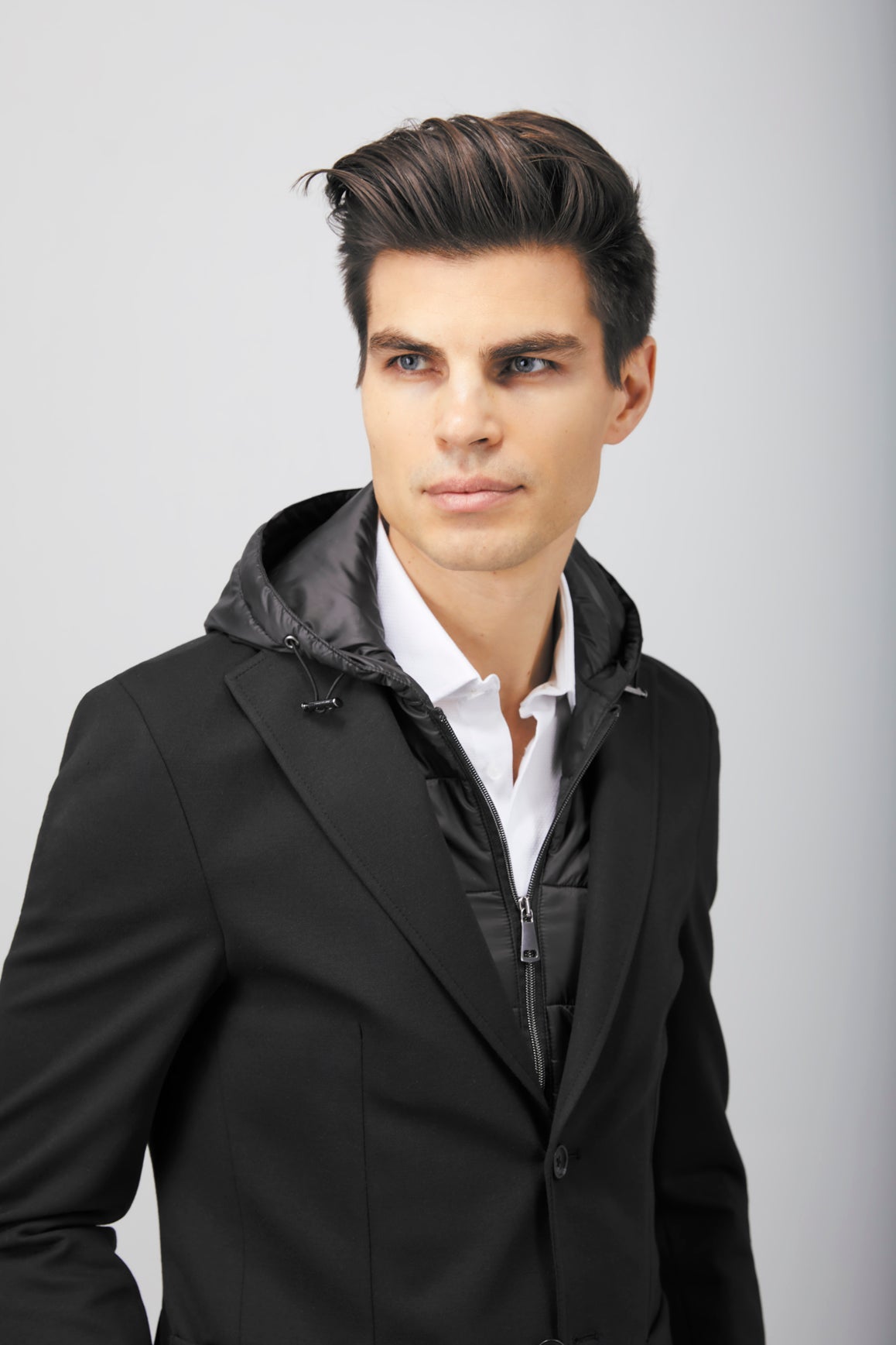Black Puffer Hood Sport Coat