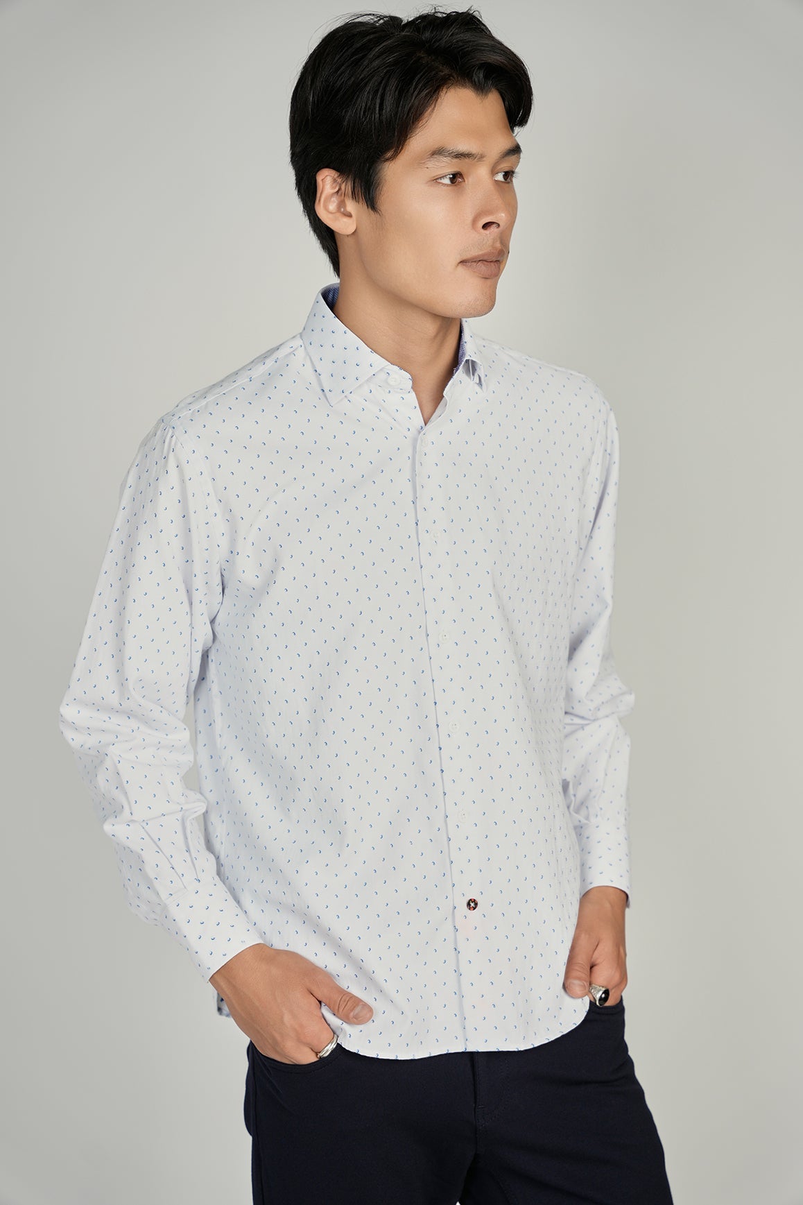 Everyday White Blue Paisley Shirt