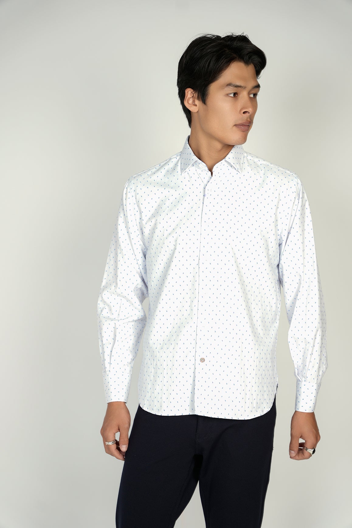 Everyday White Blue Paisley Shirt