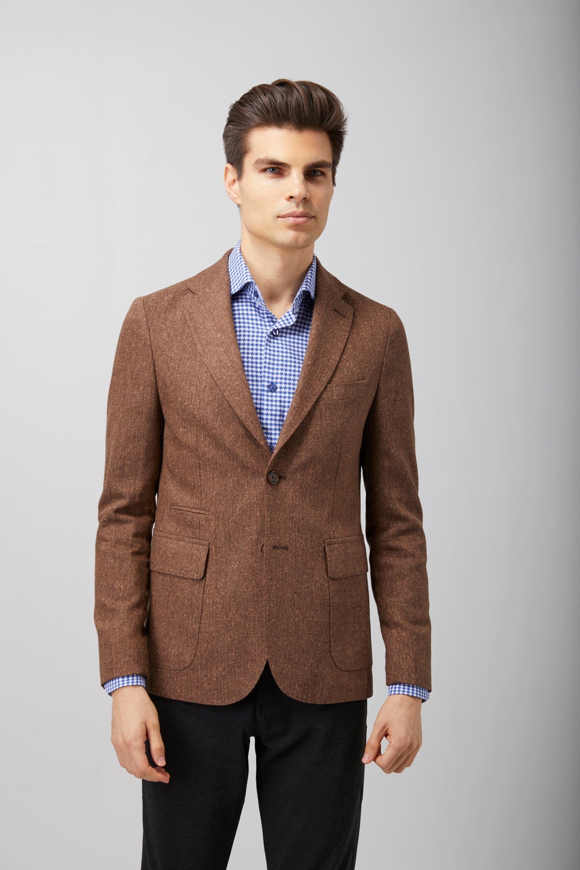 Herringbone Speckled Zip Up Sport Coat
