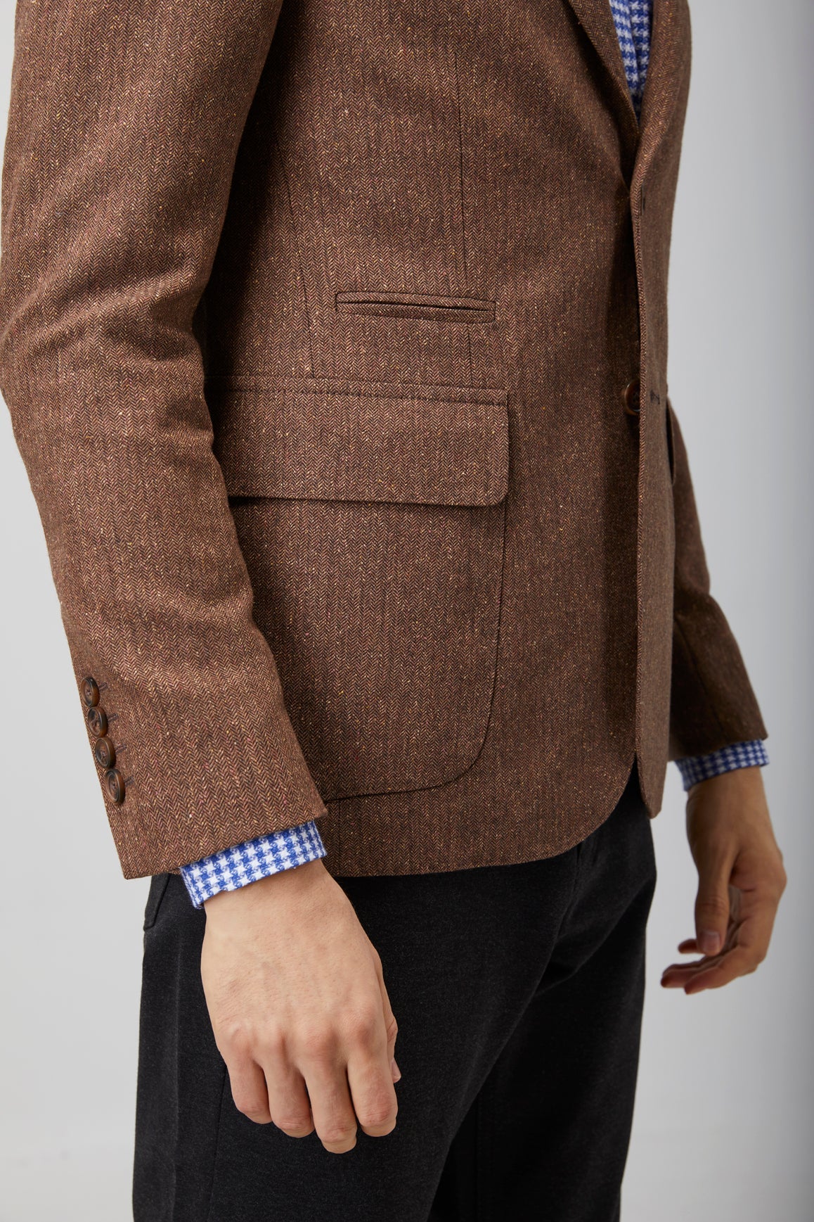 Herringbone Speckled Zip Up Sport Coat