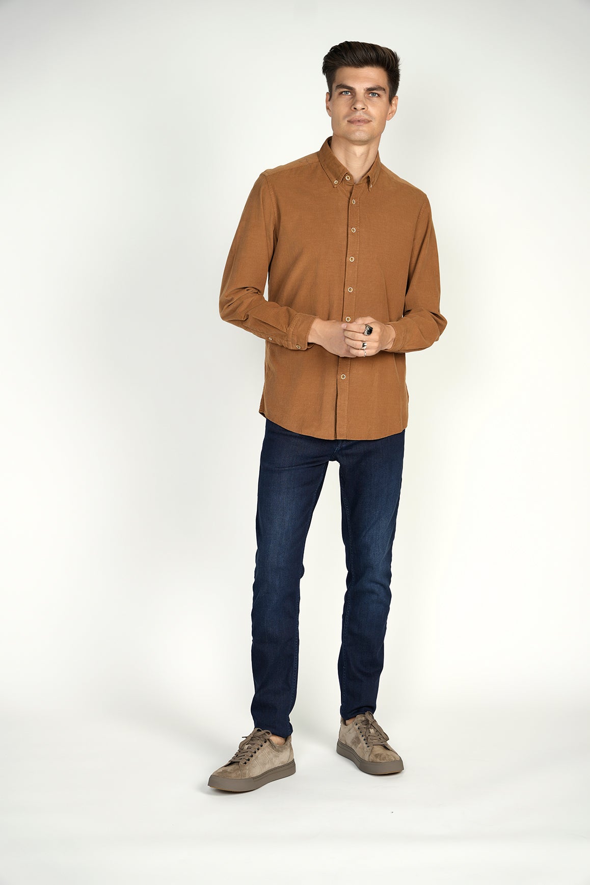 LEO Camel Corduroy King Cotton Shirt