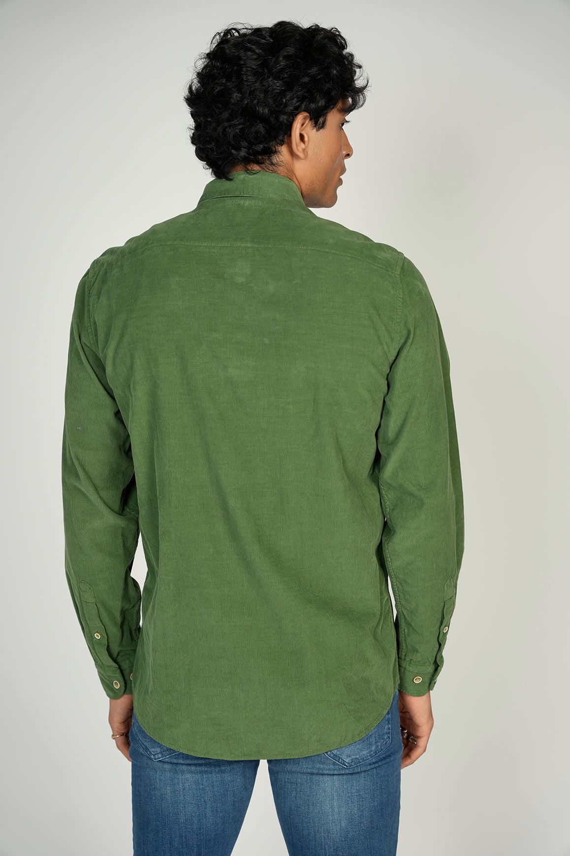 LEO Green Corduroy King Cotton Shirt