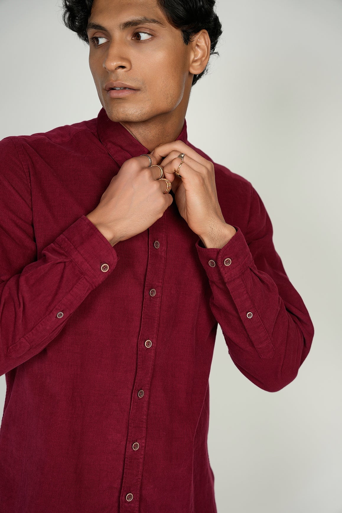 LEO Red Corduroy King Cotton Shirt
