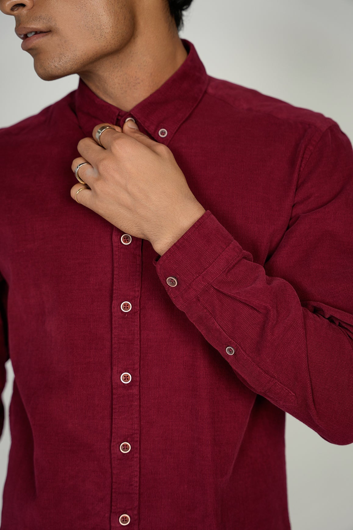 LEO Red Corduroy King Cotton Shirt
