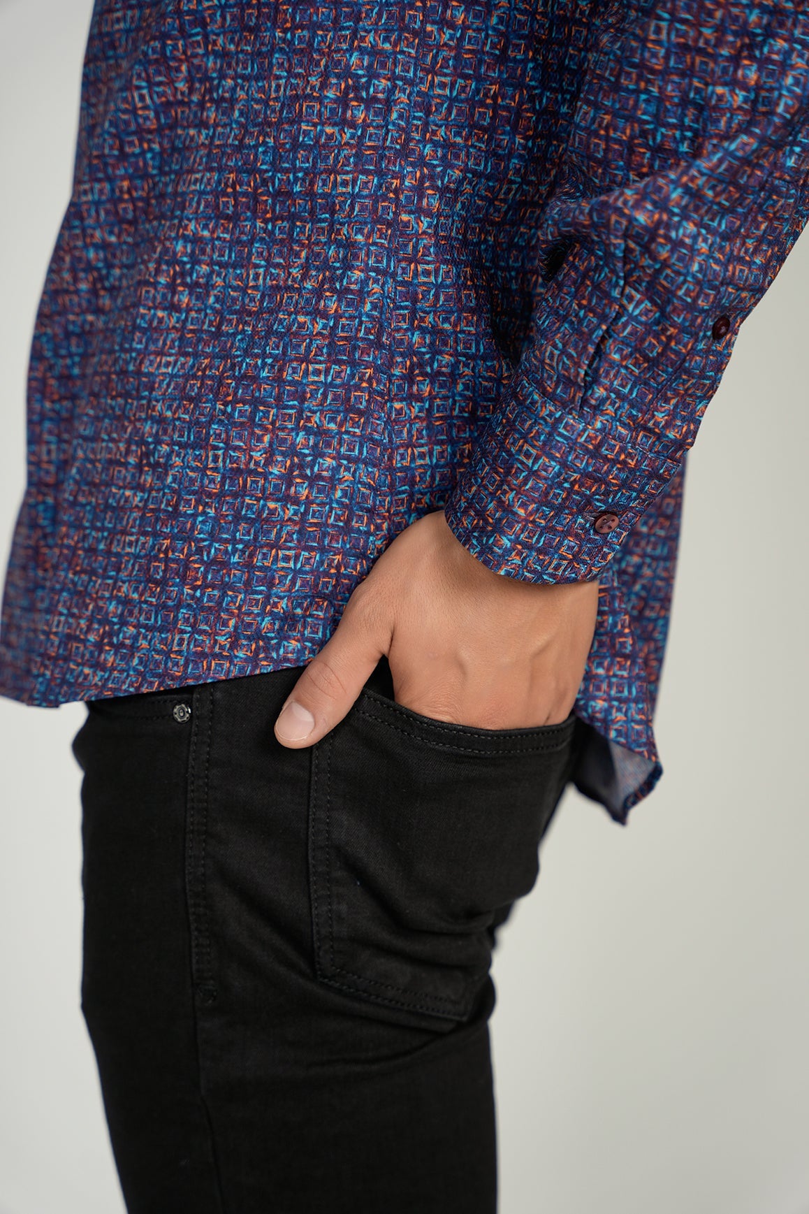 LEO Square Pattern King Cotton Shirt
