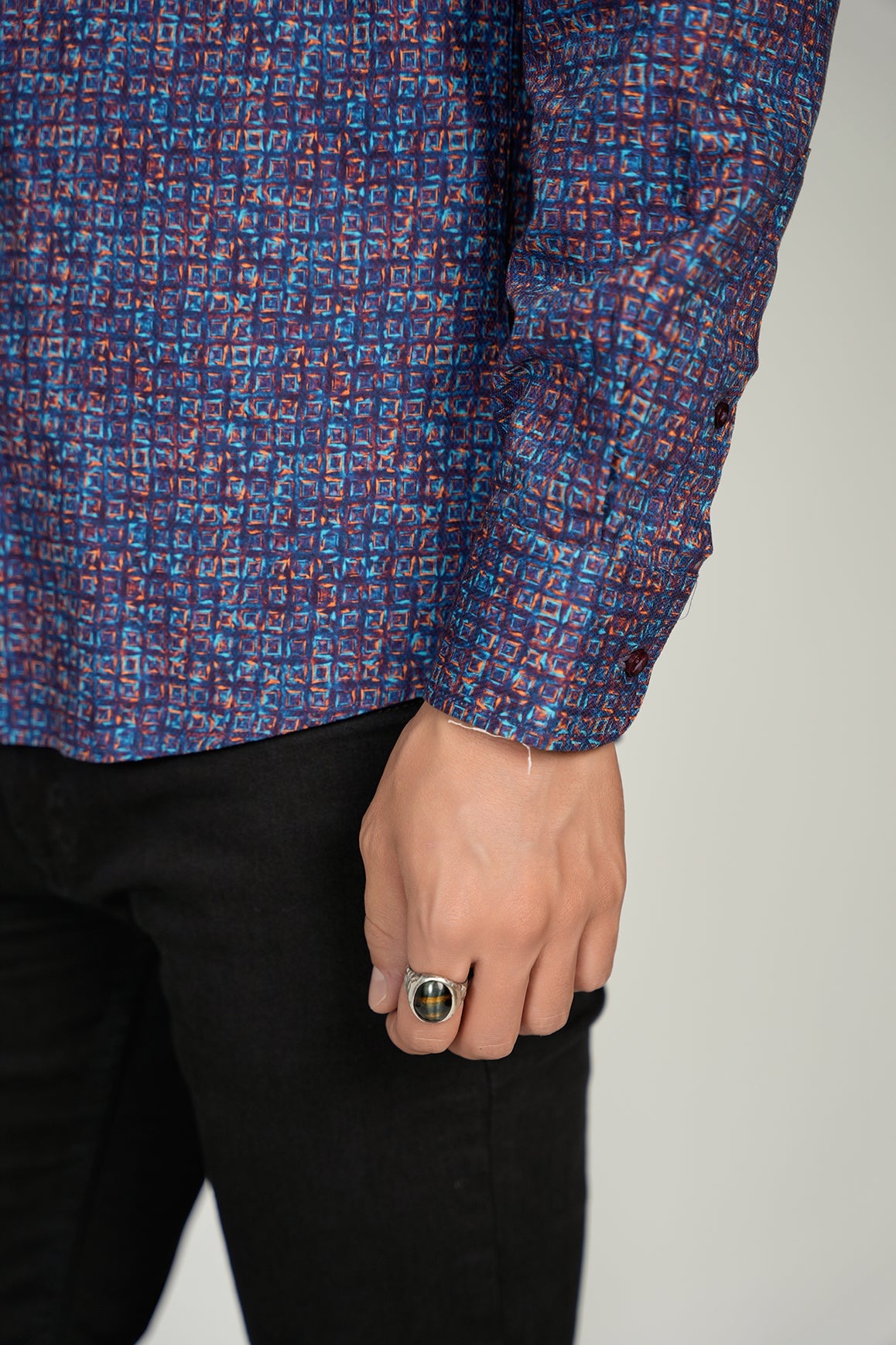 LEO Square Pattern King Cotton Shirt