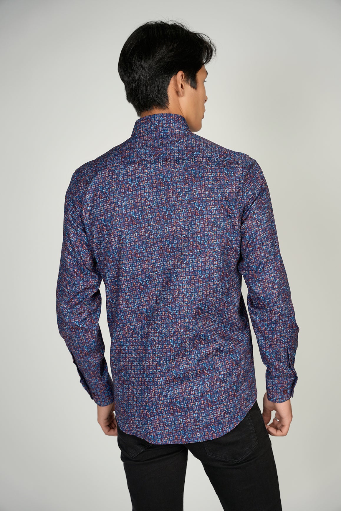 LEO Square Pattern King Cotton Shirt