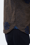 FW23 Brown and Navy Jacquard Floral Shirt