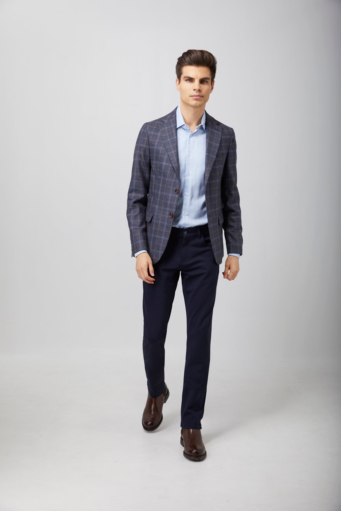 Navy and Brown Plaid Sport Coat 40R / Multi Navy and Brown Plaid Sport Coat 40R / Multi
