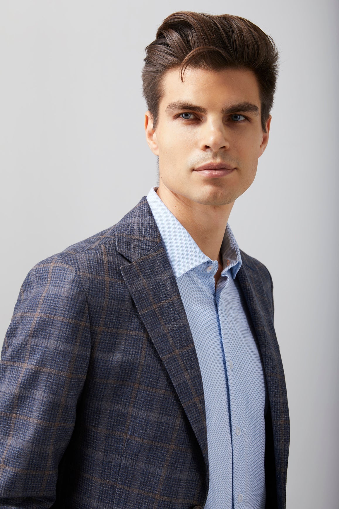 Navy and Brown Plaid Sport Coat