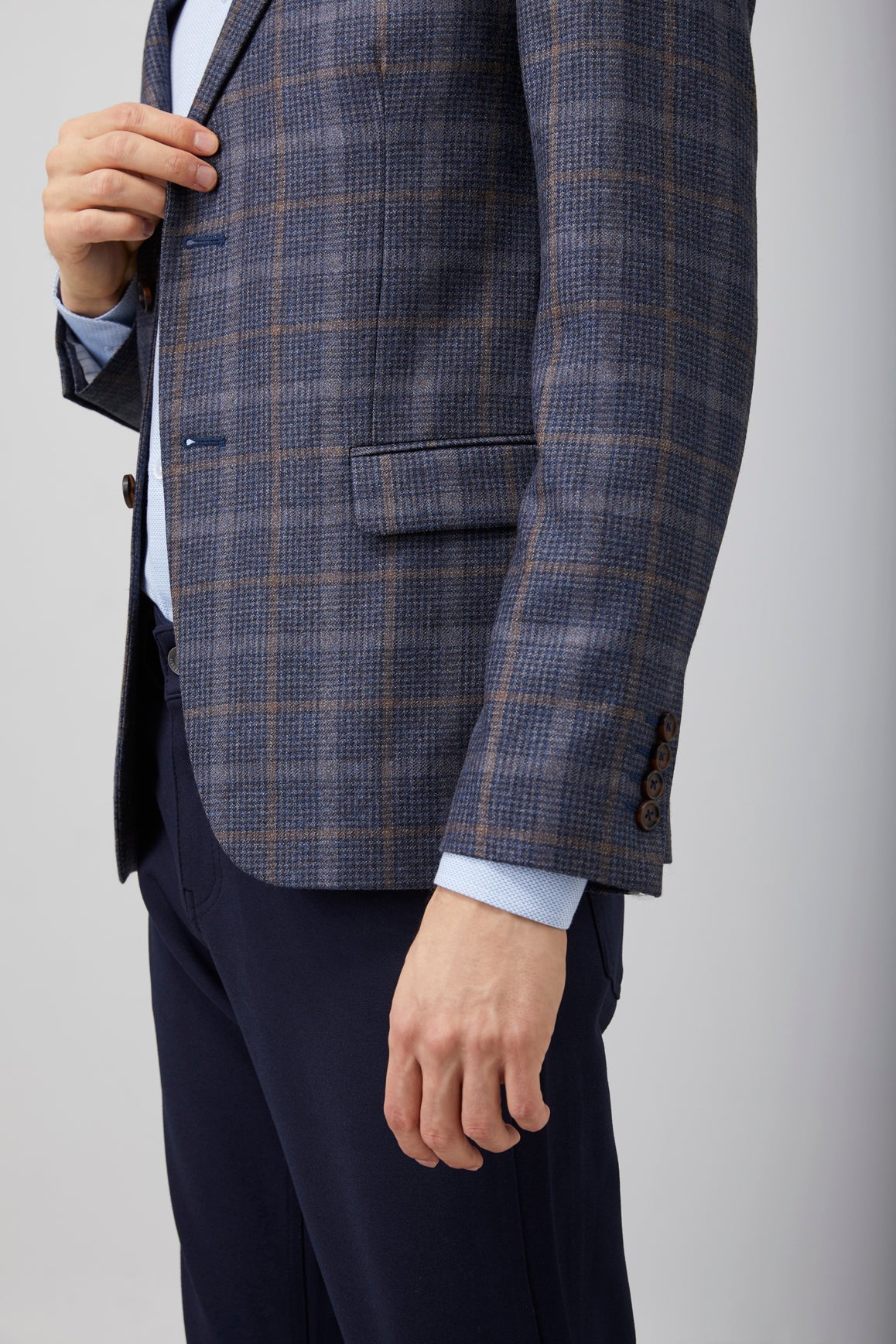 Navy and Brown Plaid Sport Coat