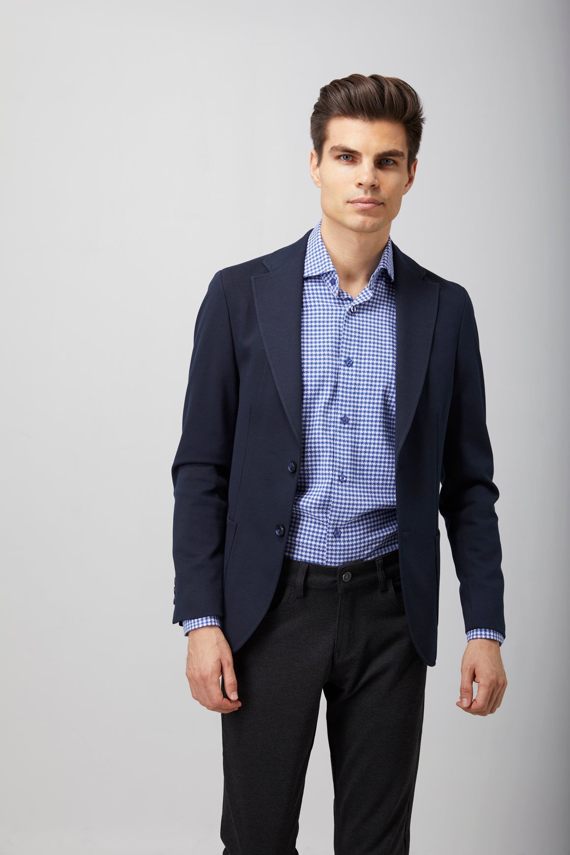 Navy Puffer Hood Sport Coat