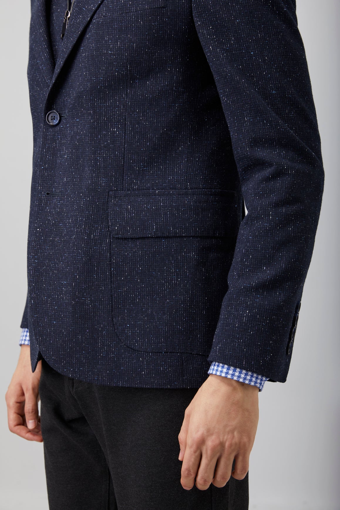 Navy Speckle Zip Up Sport Coat