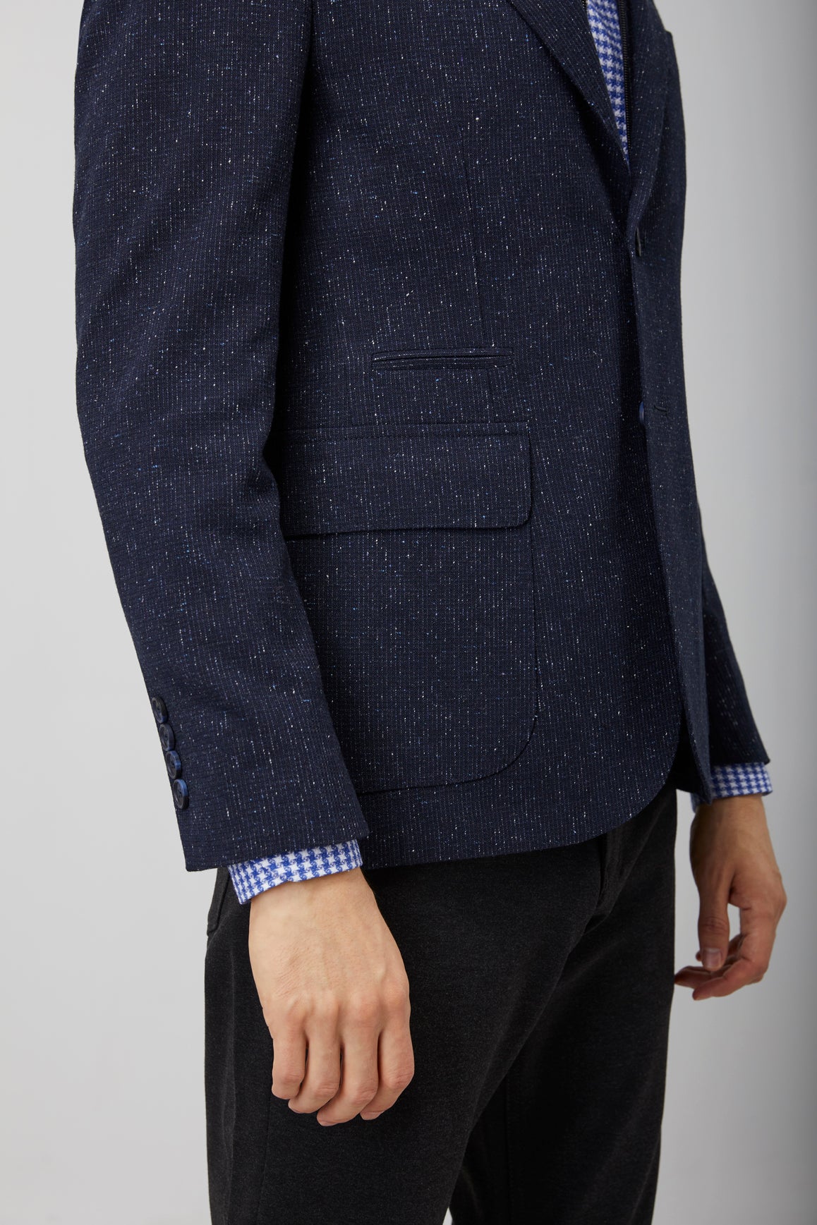 Navy Speckle Zip Up Sport Coat