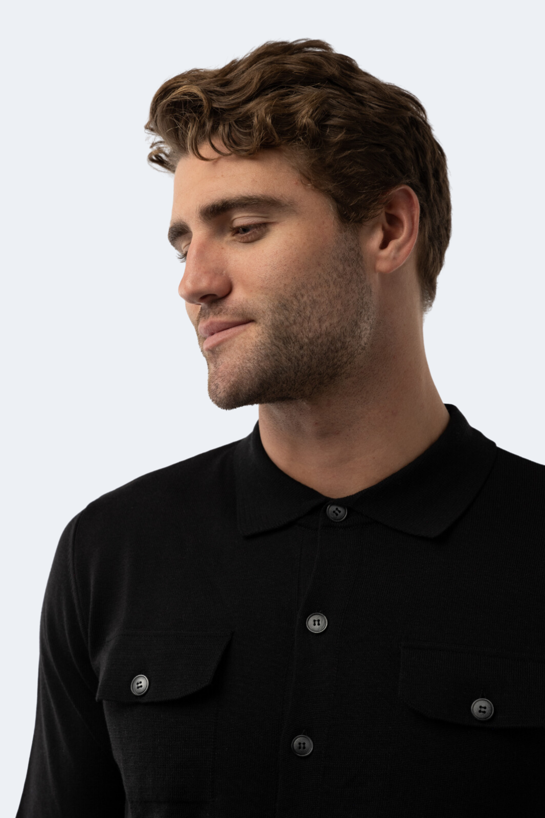 Black Buttoned-down Knit Cardigan