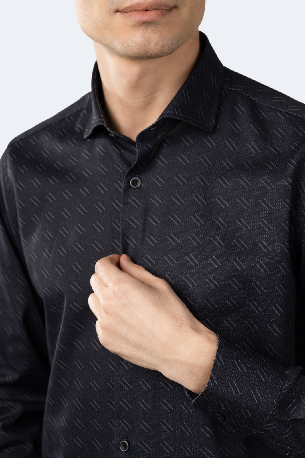 Leo Black Jacquard with Grey Daggers and Dots Shirt
