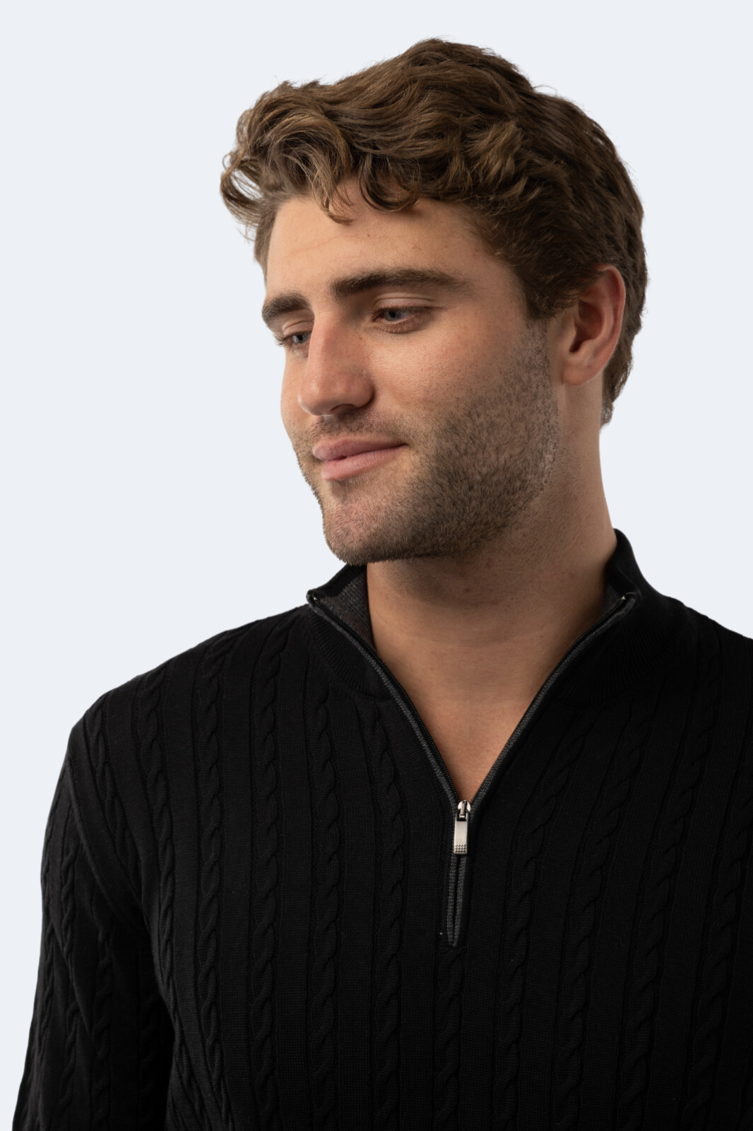 Black Knit Quarter Zip