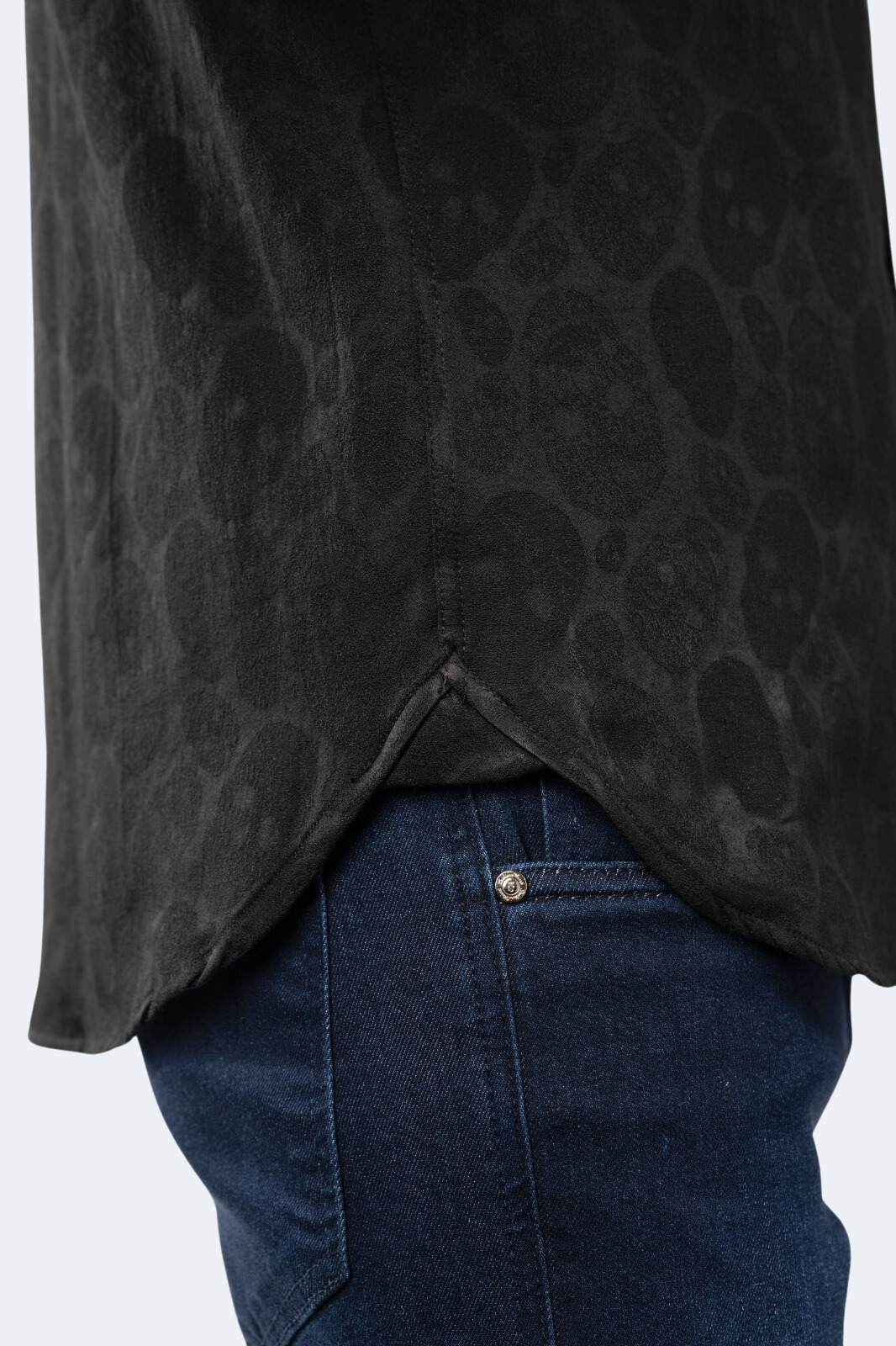 Black on Black Jacquard Skulls Shirt