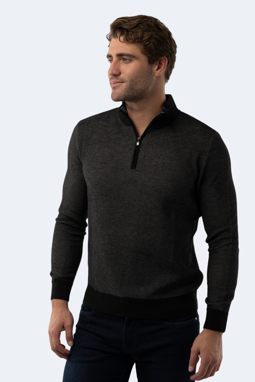 Black Quarter Zip Sweater
