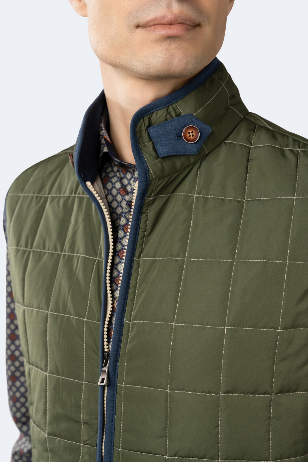 Green Quilted Zip Up Vest