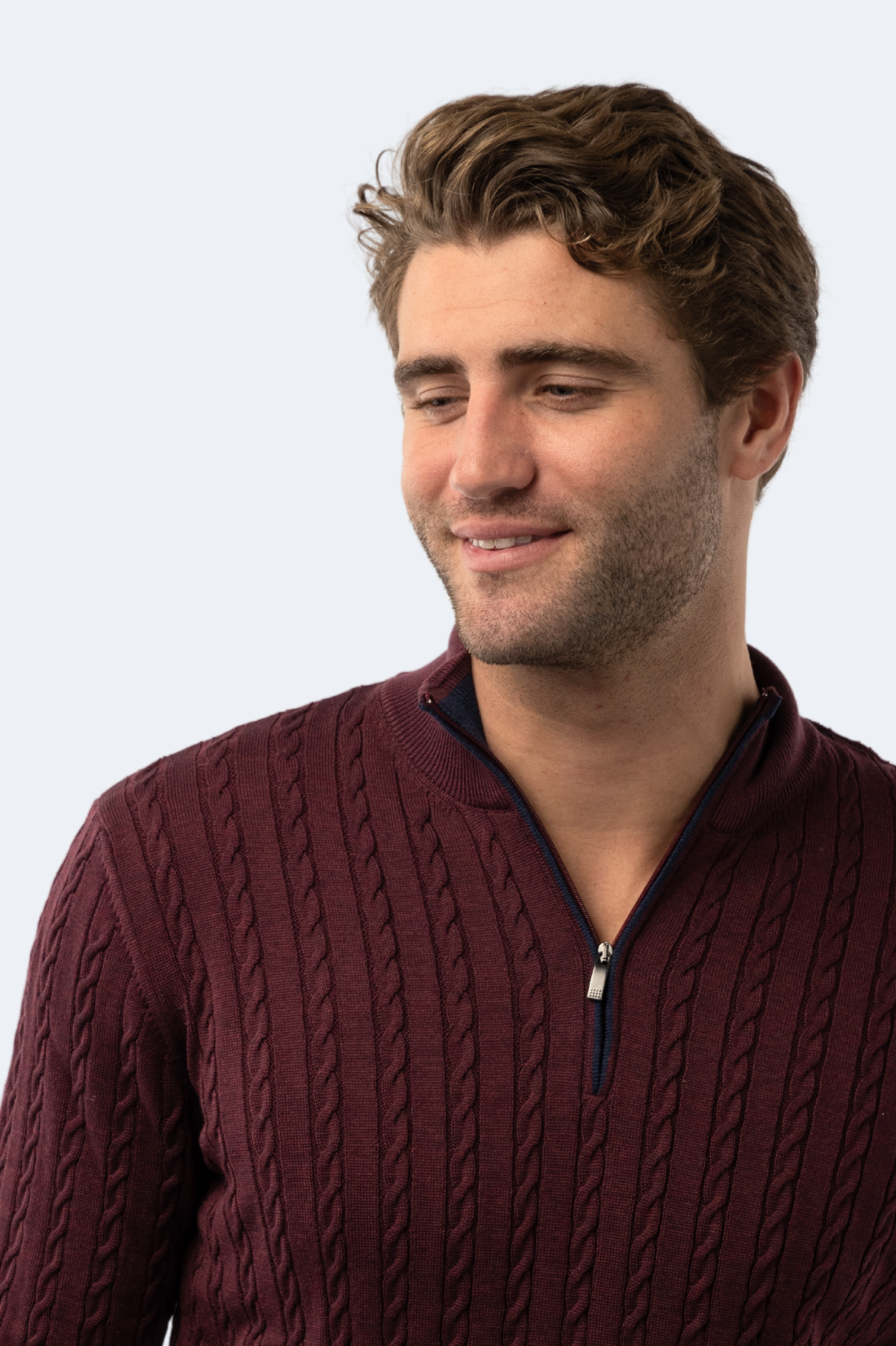 Melange Burgundy Knit Quarter Zip