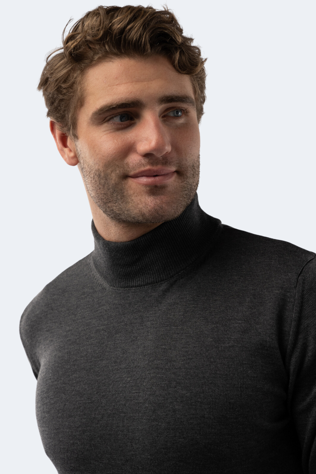 Melange Dark Grey Mockneck Sweater