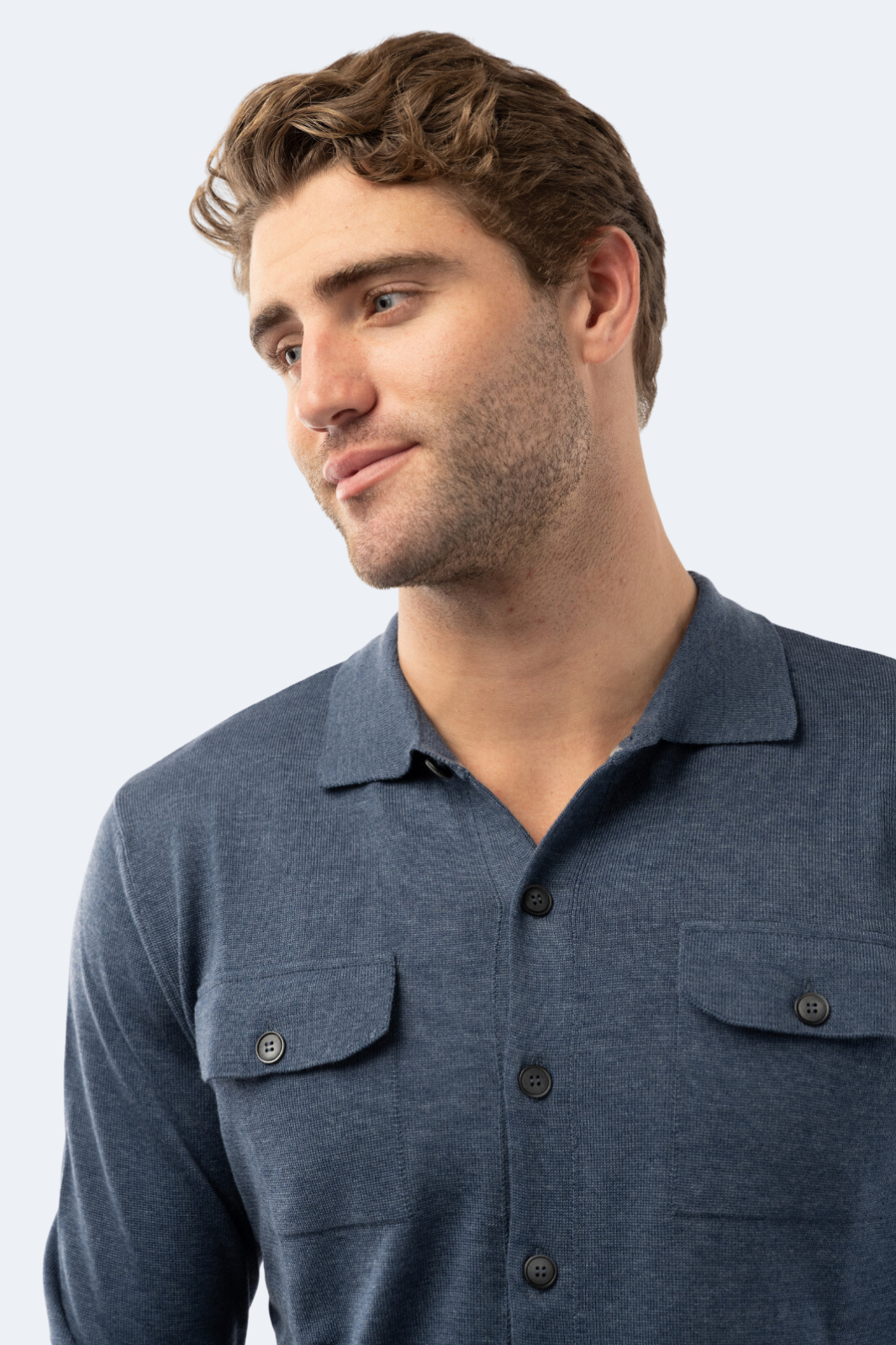 Melange Indigo Knit Cardigan