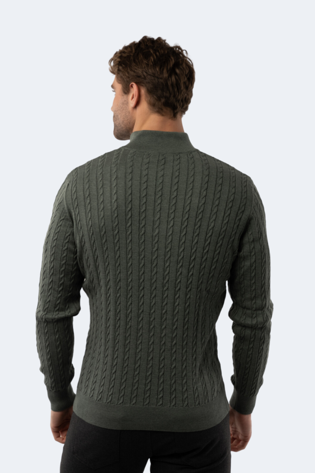Melange Khaki Knit Quarter Zip