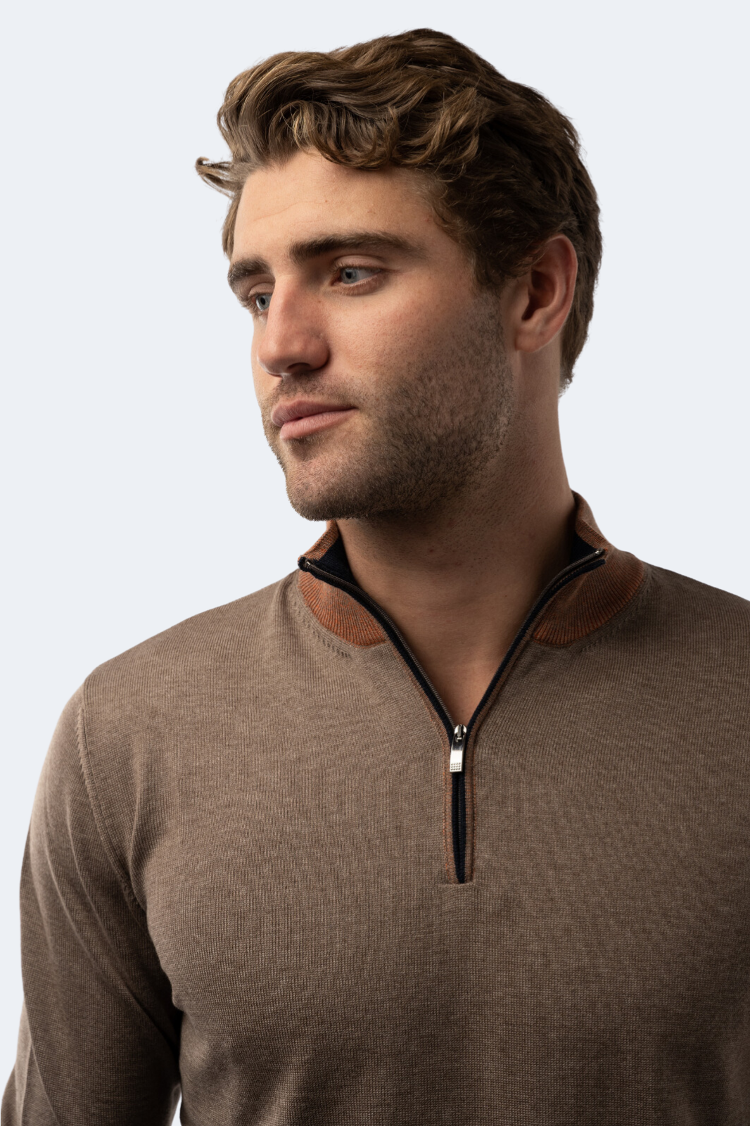 Melange Mink and Chestnut Quarter Zip