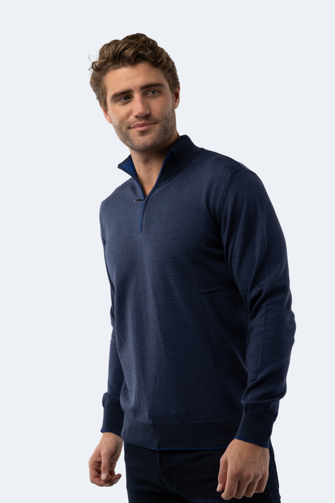 Melange Navy Quarter Zip
