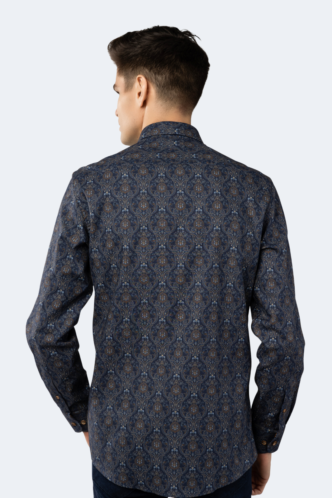 Leo Navy Multi Paisley Jacquard Shirt