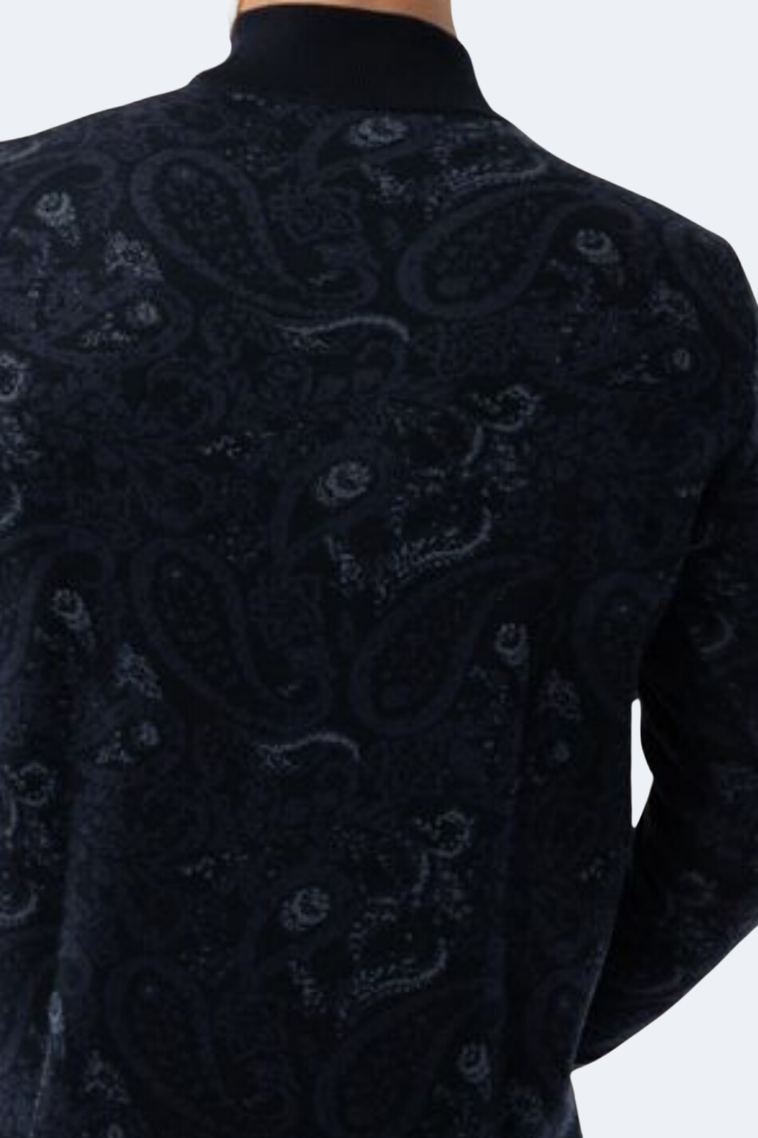 Navy Paisley Mockneck Sweater