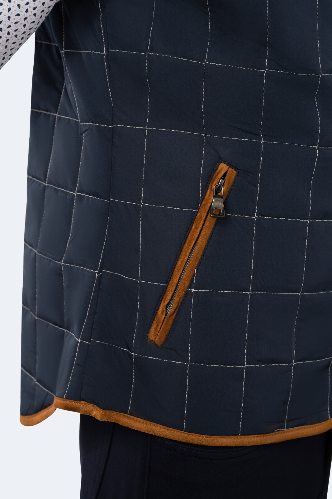 Navy Quilted Zip Up Vest