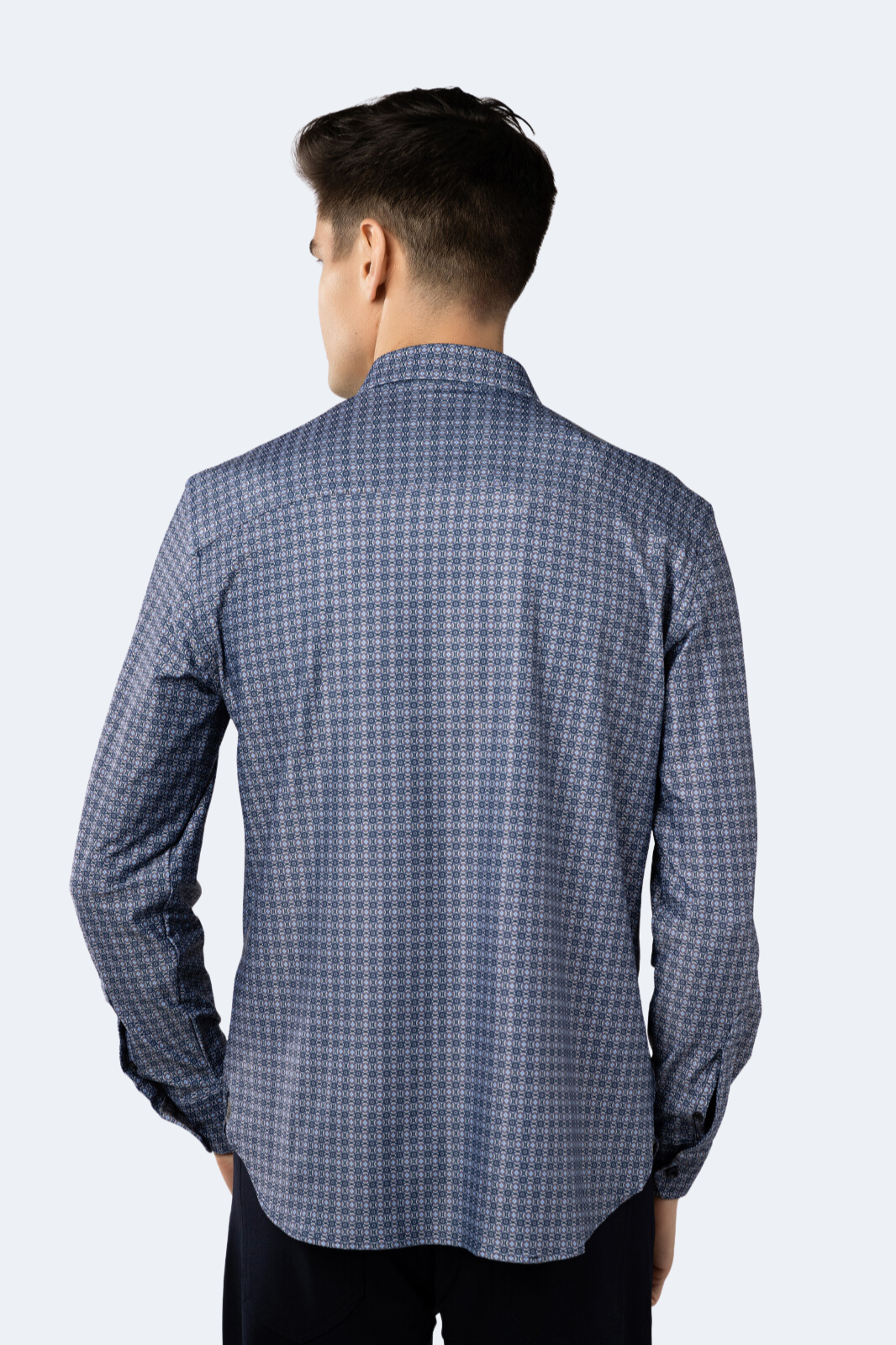 Navy, Brown, White and Blue Floral Shirt