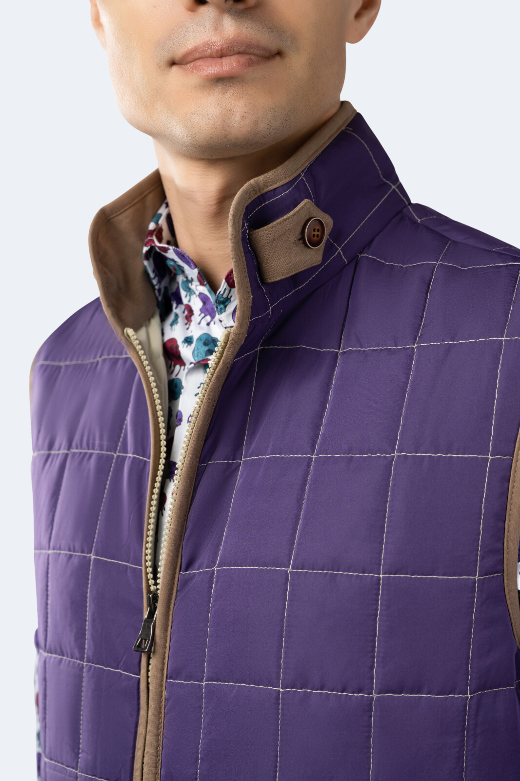 Purple Quilted Zip Up Vest