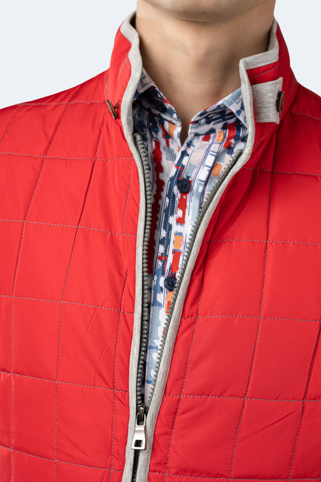 Red Quilted Zip Up Vest