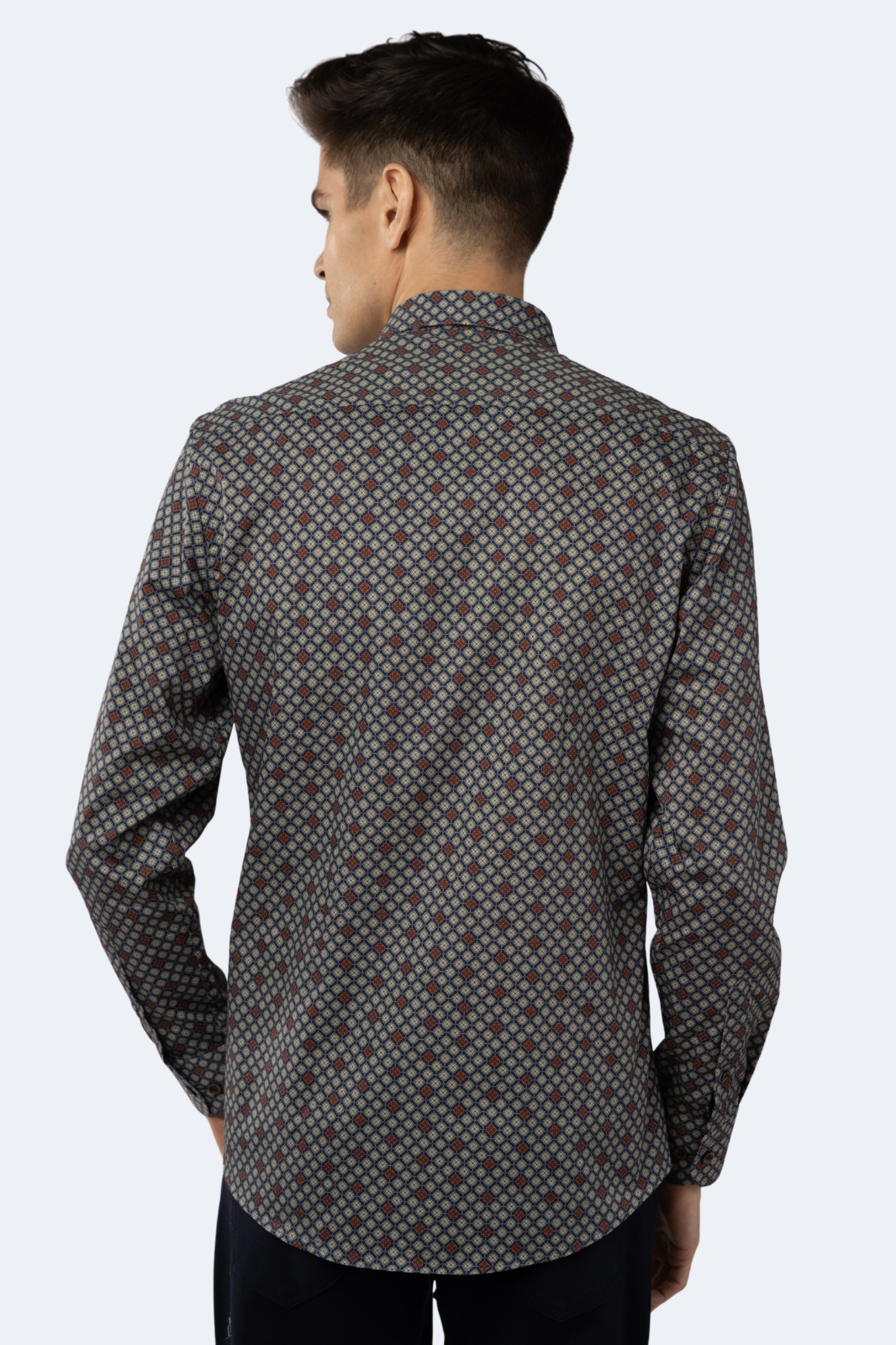 Leo Royal Blue with Mint Green and Orange Floral Jacquard Shirt