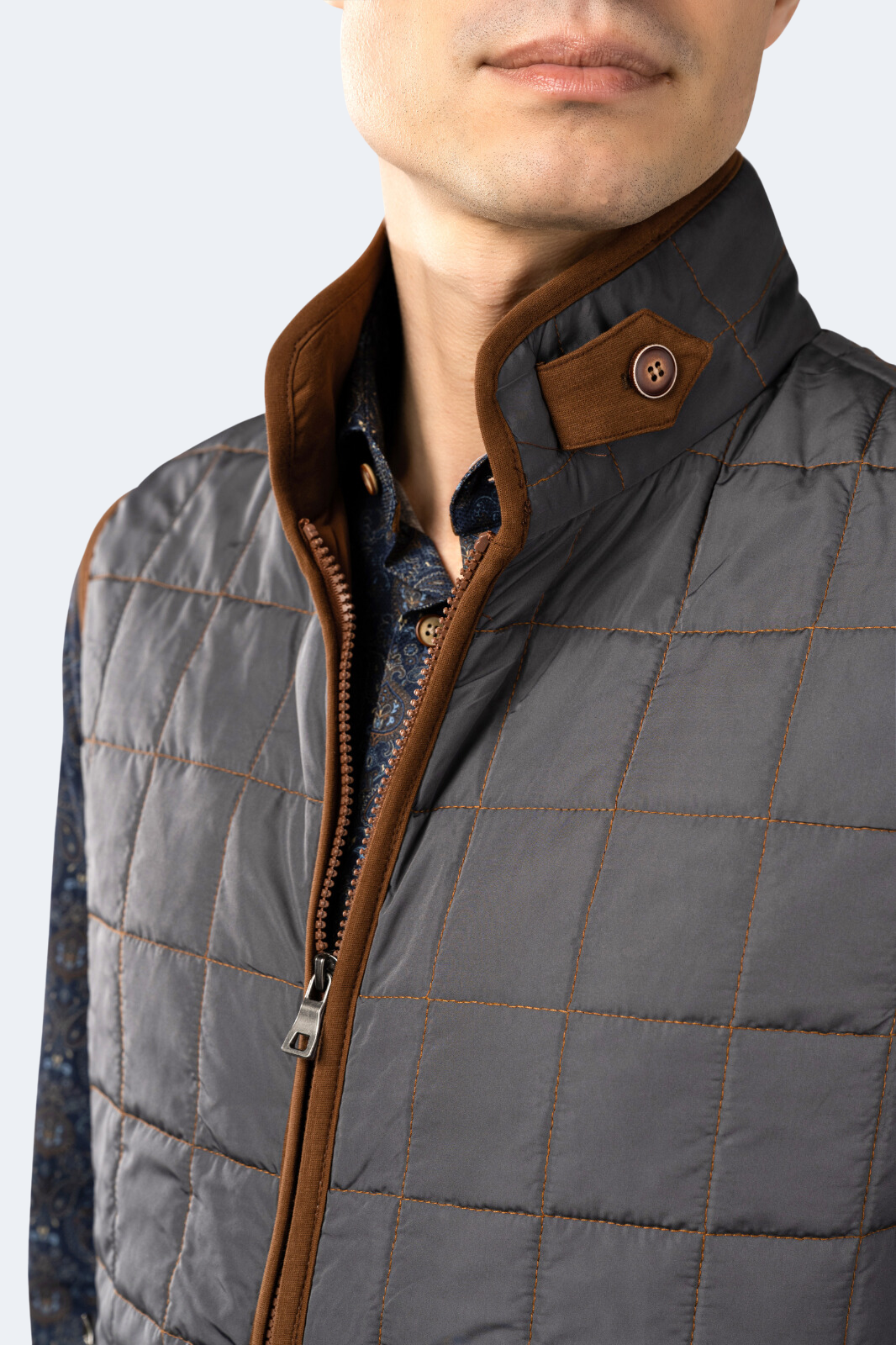 Stone Quilted Zip Up Vest