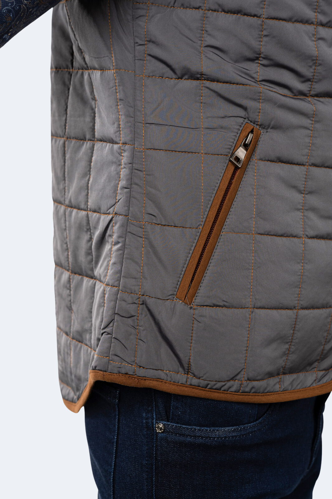 Stone Quilted Zip Up Vest