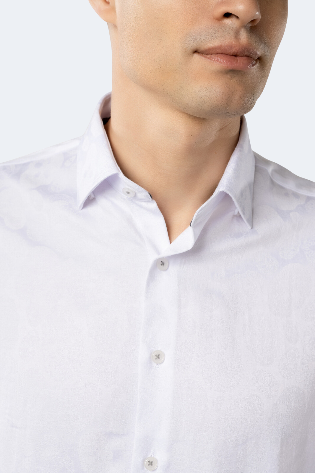 White on White Jacquard Skulls Shirt