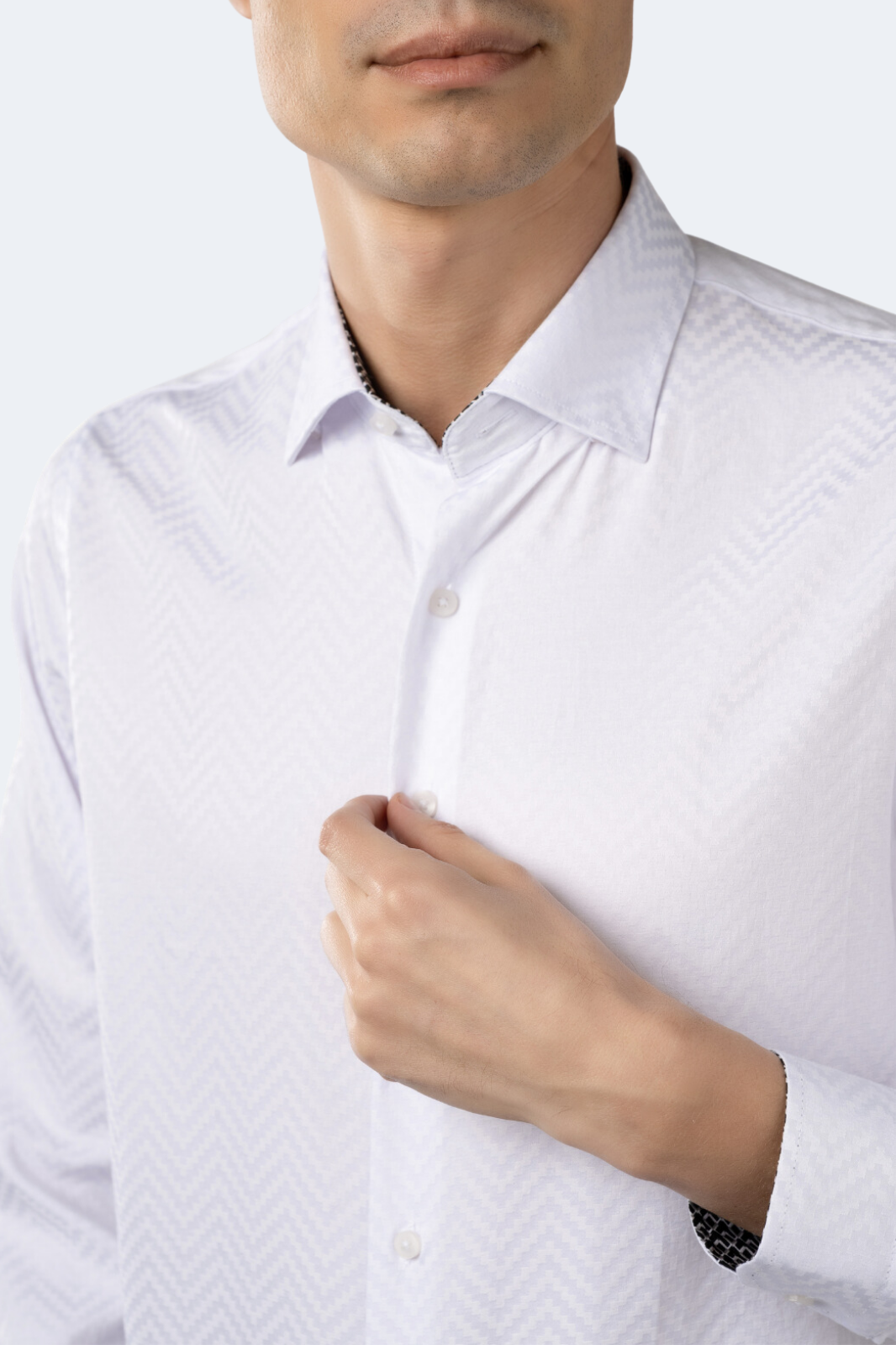 White on White Jacquard Tetris Box Shirt