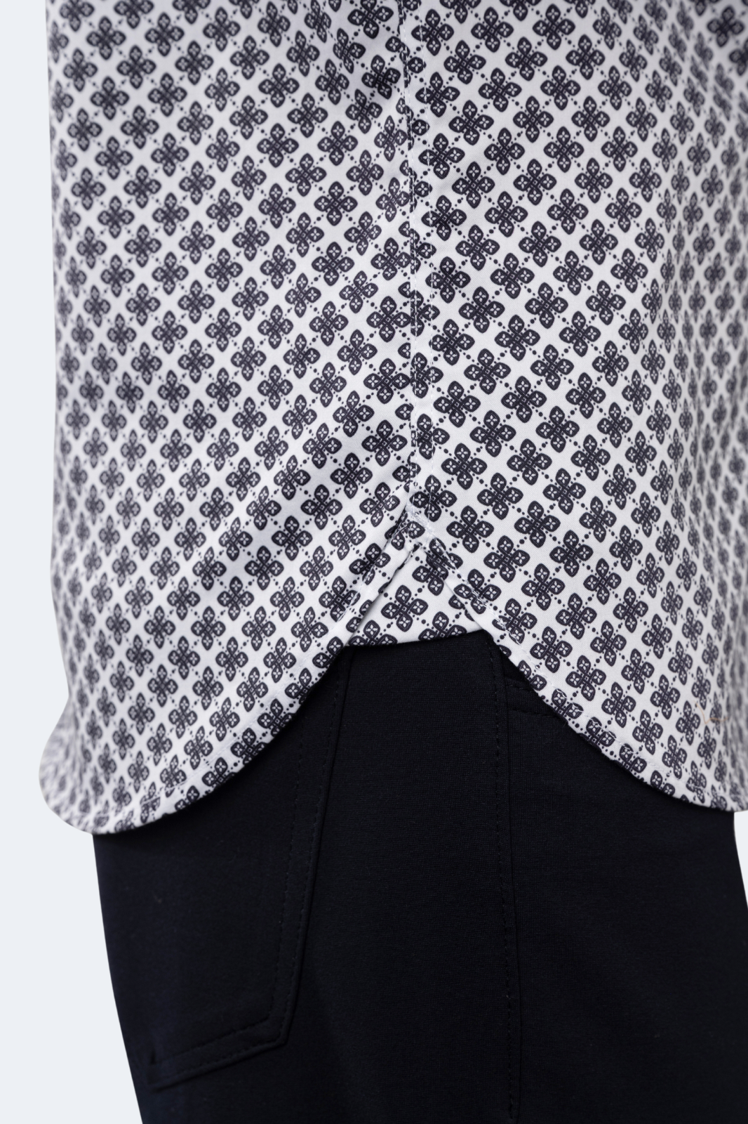 White with Navy Floral Shirt