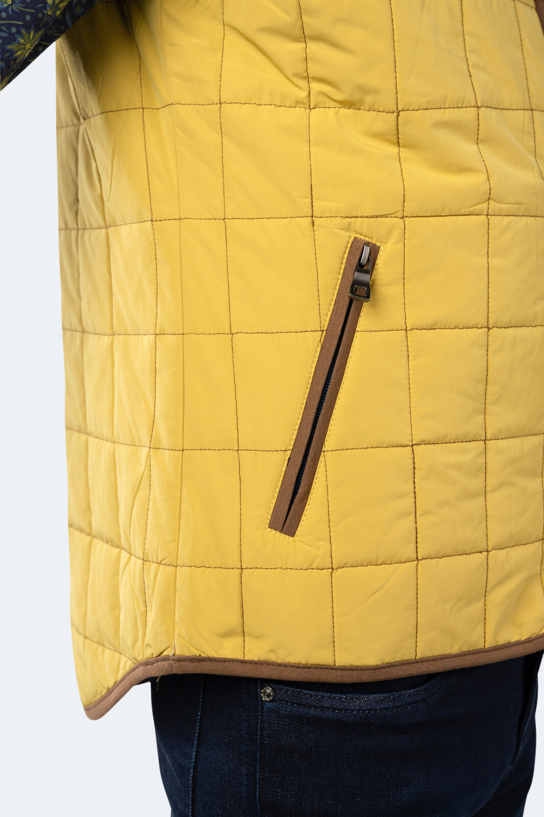 Yellow Quilted Zip Up Vest