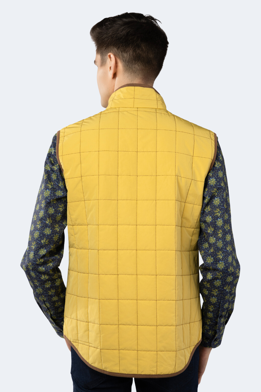 Yellow Quilted Zip Up Vest
